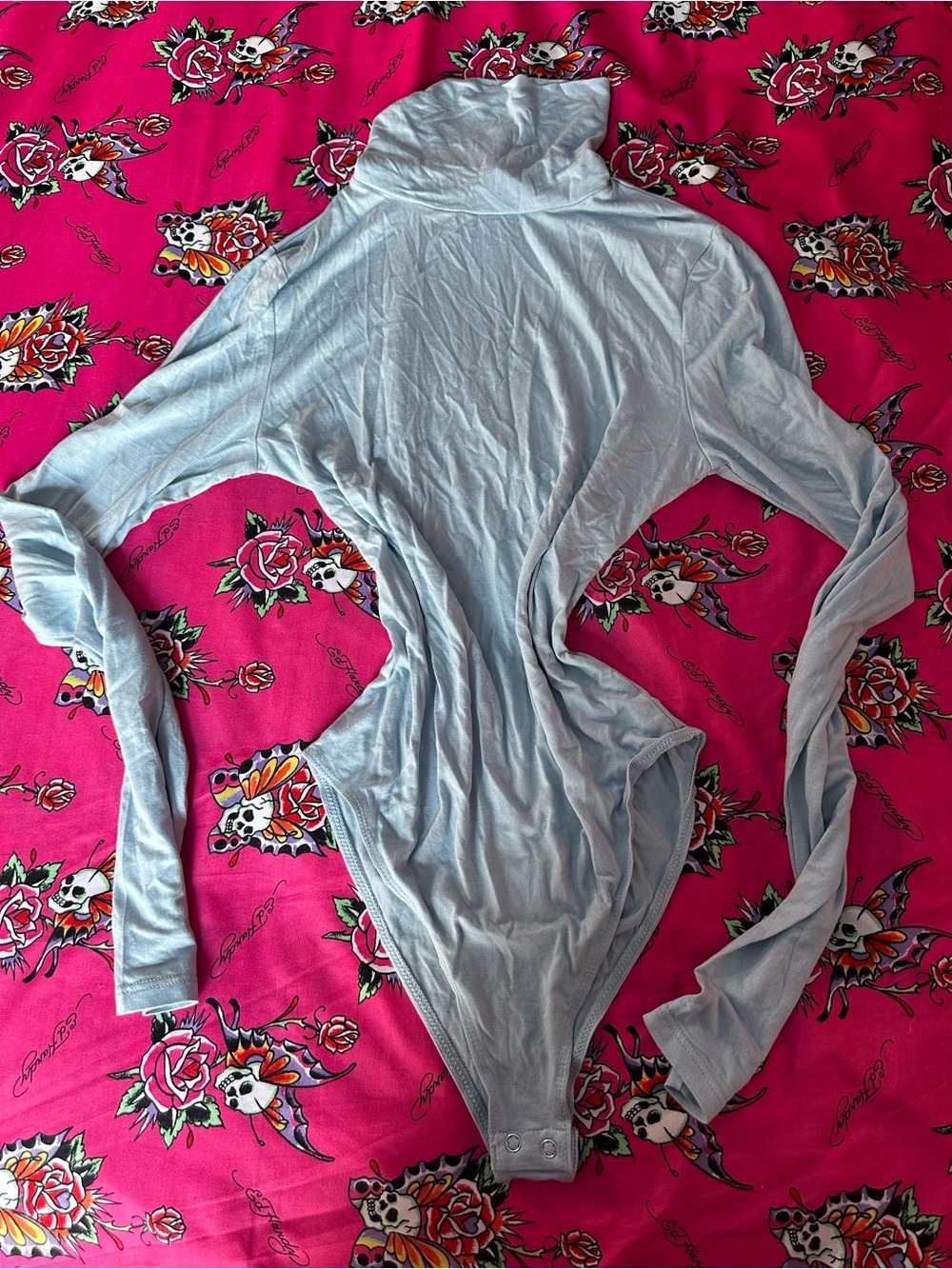 Fashion Nova Light Blue Long Sleeve Turtleneck Bodysuit